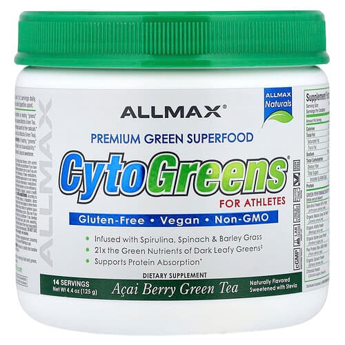 ALLMAX, CytoGreens®, Premium Green Superfood For Athletes, Acai Berry Green Tea, 4.4 oz (125 g)