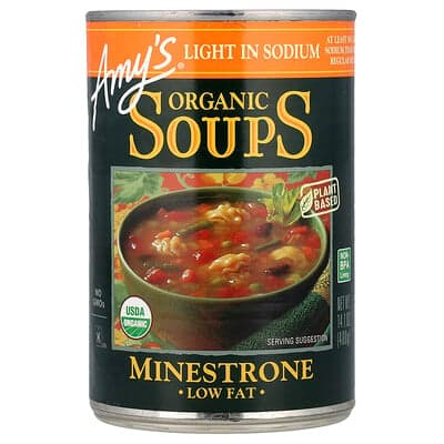 Amy's, Organic Soups, Minestrone, Low Fat, Light in Sodium, 14.1 oz (400 g)