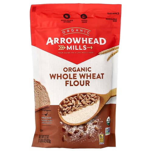 Arrowhead Mills, Organic Whole Wheat Flour, 22 oz (623 g)