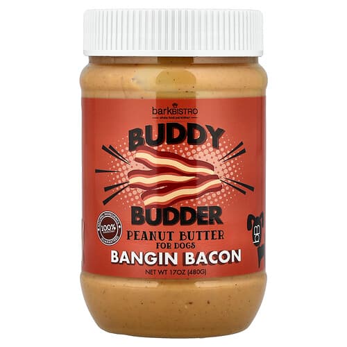 Bark Bistro, Buddy Budder, Peanut Butter, For Dogs, Bangin Bacon, 17 oz (480 g)