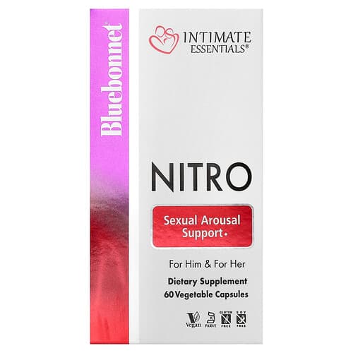 Bluebonnet Nutrition, Intimate Essentials®, Nitro, For Him & For Her, 60 Vegetable Capsules (300 mg per Capsule)