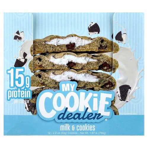 My Cookie Dealer Protein, Protein Cookie, Milk & Cookies, 12 Cookies, 2.2 oz (63 g) Each