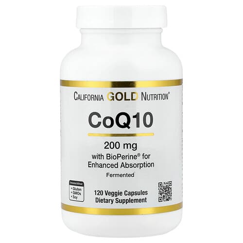 California Gold Nutrition, CoQ10 with Bioperine® and Black Pepper Extract, Enhanced Biovailability, 120 Veggie Capsules