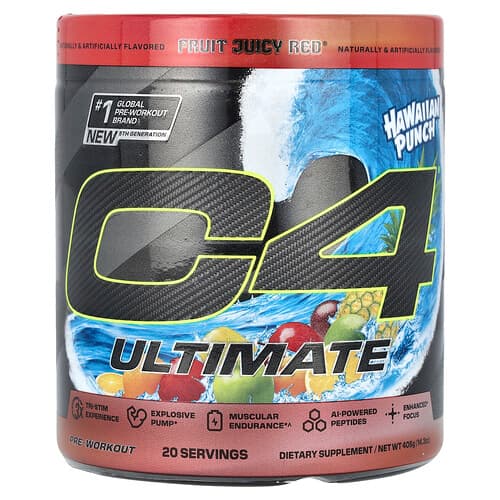 C4 / Cellucor, C4® Ultimate, Pre-Workout, Hawaiian Punch® Fruit Juicy Red®, 14.3 oz (406 g)