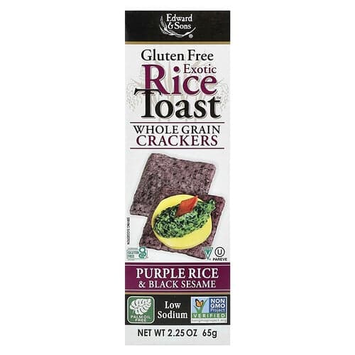 Edward & Sons, Exotic Rice Toast™, Whole Grain Crackers, Purple Rice & Black Sesame, 2.25 oz (65 g)