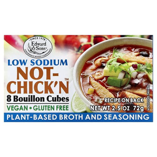 Edward & Sons, Not-Chick'n™ Bouillon Cubes, Low Sodium, 8 Cubes