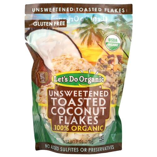 Let's Do Organic, Let's Do Organic, 100% Organic Unsweetened Toasted Coconut Flakes, 7 oz (200 g)