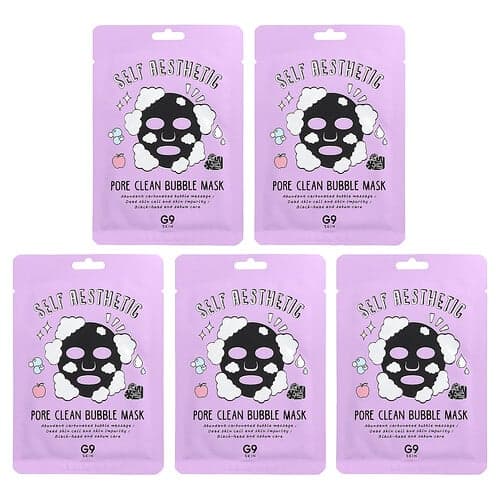 G9skin, Self Aesthetic, Pore Clean Bubble Beauty Mask, 5 Sheets, 0.77 fl oz (23 ml) Each