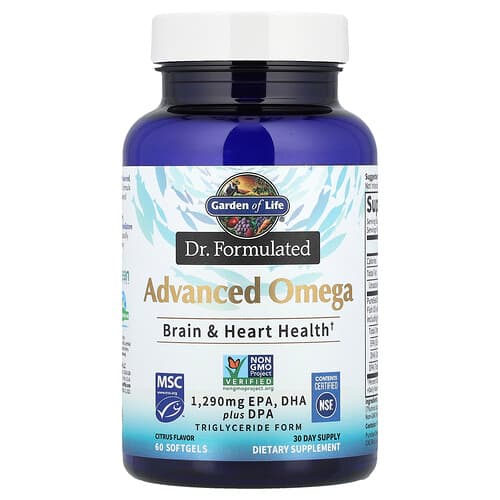Garden of Life, Dr. Formulated, Advanced Omega, Citrus, 60 Softgels (645 mg per Softgel)