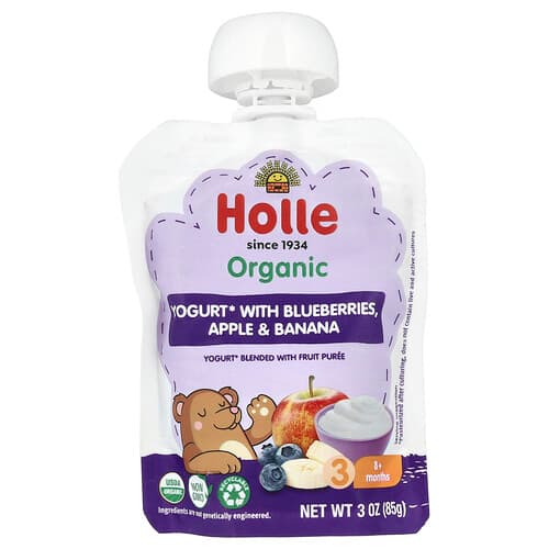 Holle, Organic Yogurt With Blueberries, Apple & Banana, 8+ Months, 3 oz (85 g)