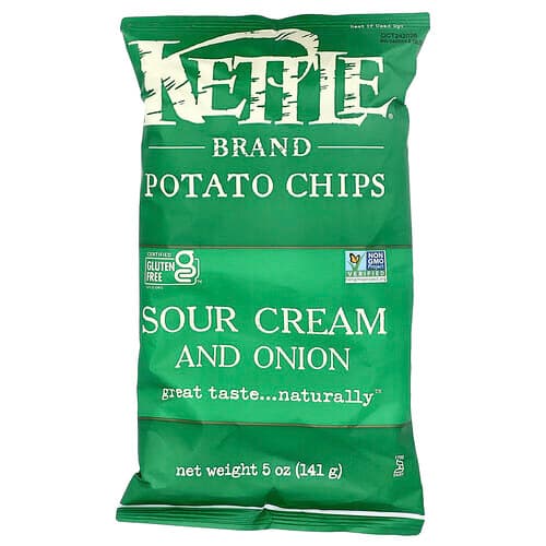 Kettle Foods, Potato Chips, Sour Cream And Onion, 5 oz (141 g)