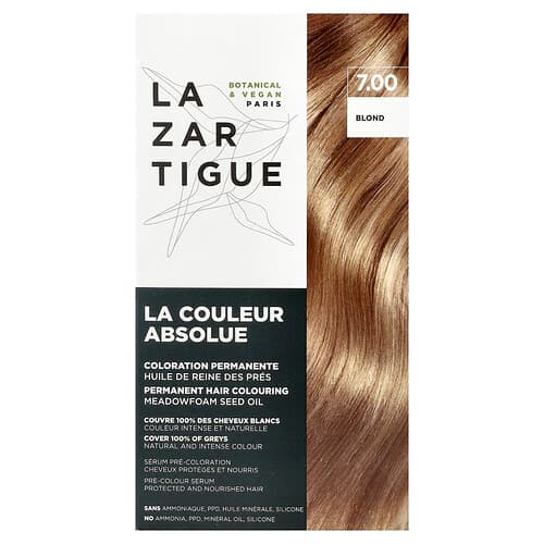 Lazartigue, Permanent Hair Color Meadowfoam Seed Oil, 7.00 Blond, 1 Application
