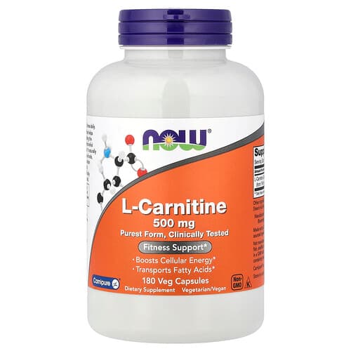 NOW Foods, L-Carnitine, 500 mg, 180 Veg Capsules