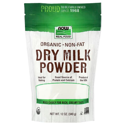 NOW Foods, Real Food, Organic Non-Fat Dry Milk Powder, 12 oz (340 g)