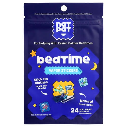 NATPAT, Bedtime, Vapor Stickers, 24 Soft Fabric Stickers