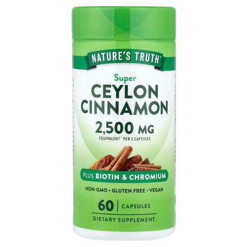 Nature's Truth, Super Ceylon Cinnamon Plus Biotin & Chromium, 60 Capsules