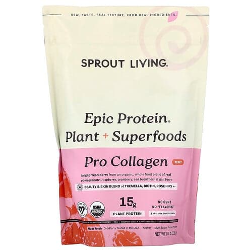 Sprout Living, Epic Protein®, Pro Collagen, Plant + Superfoods, Berry, 0.7 lb (336 g)