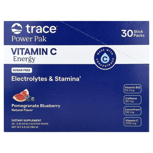 Trace, Power Pak, Vitamin C Energy, Pomegranate Blueberry, 30 Stick Packs, 0.22 oz (6.2 g) Each