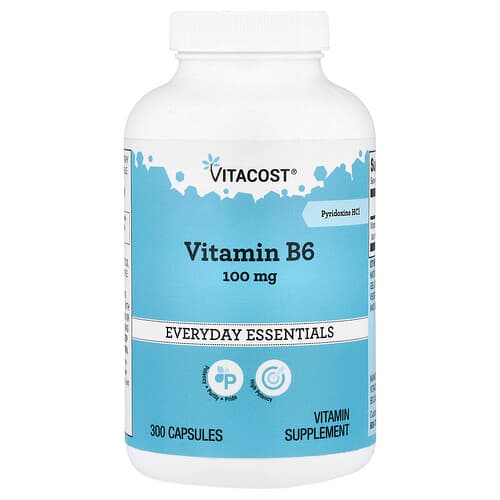 Vitacost, Everyday Essentials, Vitamin B-6, 100 mg, 300 Capsules