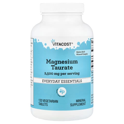 Vitacost, Everyday Essentials, Magnesium Taurate, 120 Vegetarian Tablets (1,250 mg per Tablet)