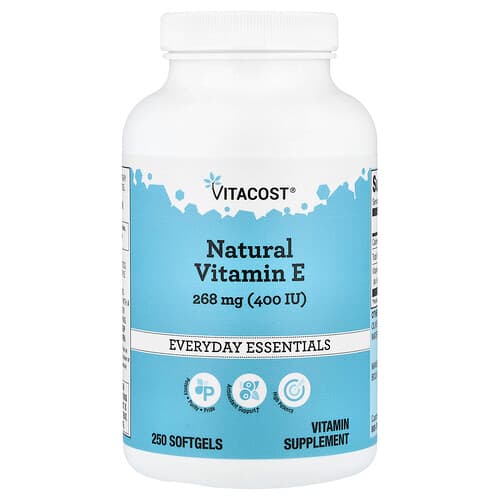 Vitacost, Everyday Essentials, Natural Vitamin E, 268 mg (400 IU), 250 Softgels