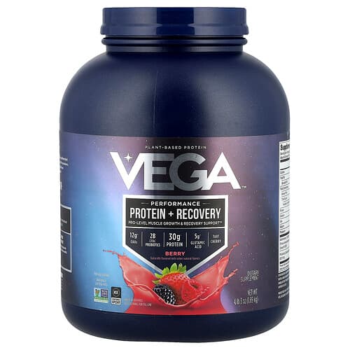 Vega, Plant-Based Protein, Performance Protein + Recovery, Berry, 4 lb 3 oz (1.89 kg)