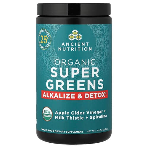 Ancient Nutrition, Organic Super Greens, Alkalize & Detox, 7.5 oz (213 g)