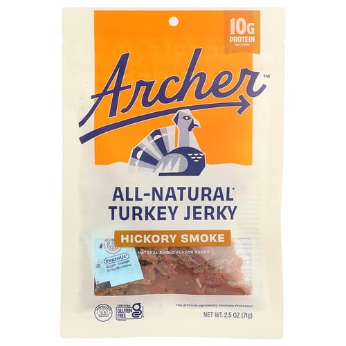 Country Archer Jerky, All-Natural Turkey Jerky, Hickory Smoke, Mild, 2.5 oz (71 g)