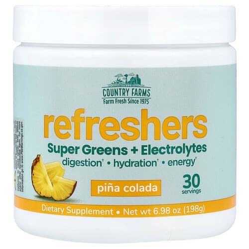 Country Farms, Refreshers, Super Greens + Electrolytes, Pina Colada, 6.98 oz (198 g)