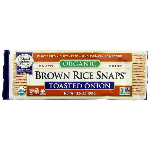 Edward & Sons, Organic Baked Crisp Brown Rice Snaps®, Toasted Onion, 3.5 oz (100 g)