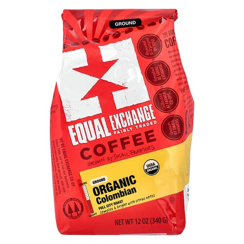 Equal Exchange, Organic Coffee, Colombian, Ground, Full City Roast, 12 oz (340 g)