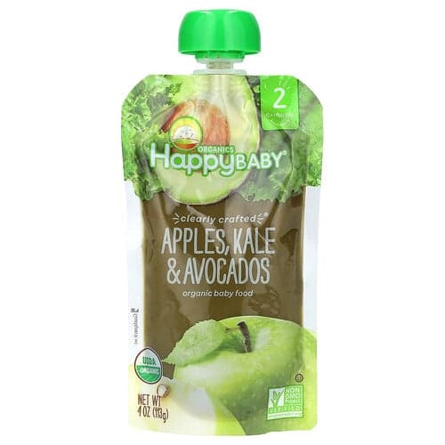 Happy Family Organics, Happy Baby®, Organic Baby Food, 6+ Months, Apples, Kale & Avocados, 4 oz (113 g)