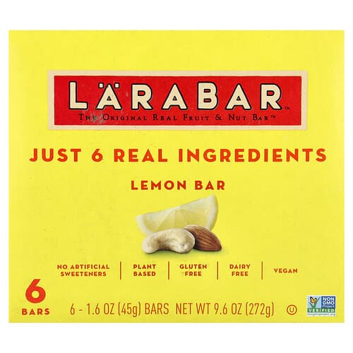 Larabar, Real Fruit & Nut Bar™, Lemon, 6 Bars, 1.6 oz (45 g) Each