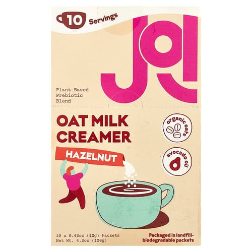 JOI, Oat Milk Creamer, Hazelnut, 10 Packets, 0.42 oz (12 g) Each