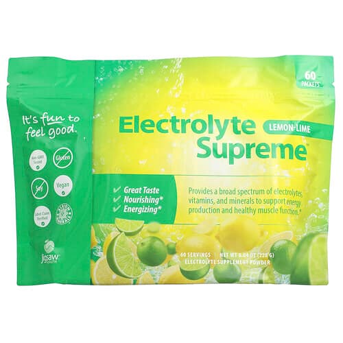Jigsaw Health, Electrolyte Supreme™, Lemon-Lime, 60 Packets, 3.8 g Each