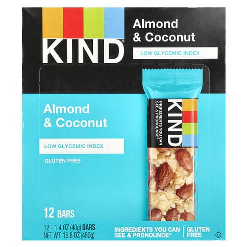 KIND Bars, Almond & Coconut, 12 Bars, 1.4 oz (40 g) Each