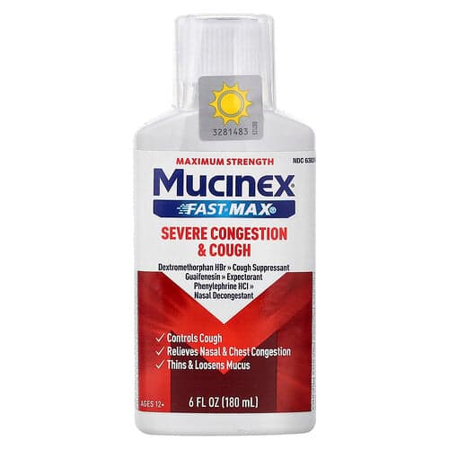 Mucinex, Fast-Max Severe Congestion & Cough, Maximum Strength, For Ages 12+, 6 fl oz (180 ml)