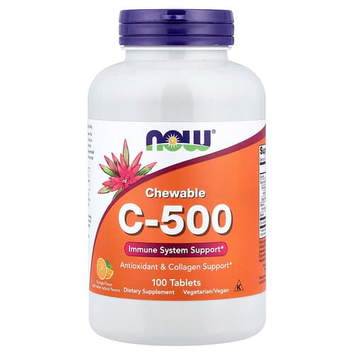 NOW Foods, Chewable Vitamin C-500, Orange, 100 Tablets