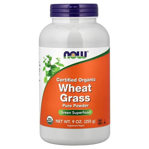 NOW Foods, Certified Organic Wheat Grass, Pure Powder, 9 oz (255 g)
