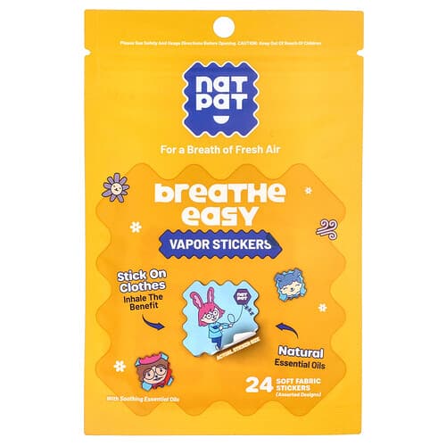 NATPAT, Breathe Easy, Vapor Stickers, 24 Soft Fabric Stickers