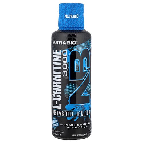NutraBio, LeanShots L-Carnitine 3000, Blue Razz, 16 fl oz (473 ml)