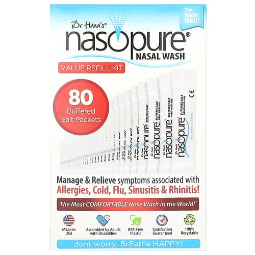 Nasopure, Nasal Wash, Value Refill Kit, 80 Buffered Salt Packets