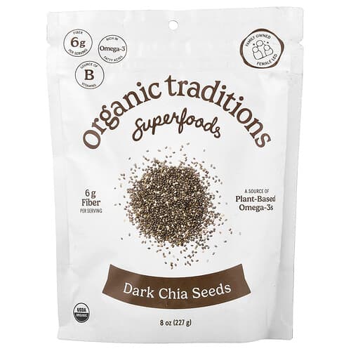 Organic Traditions, Superfoods, Dark Chia Seeds, 8 oz (227 g)