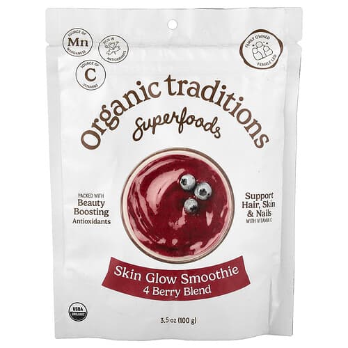 Organic Traditions, Superfoods, Skin Glow Smoothie, 4 Berry Blend, 3.5 oz (100 g)