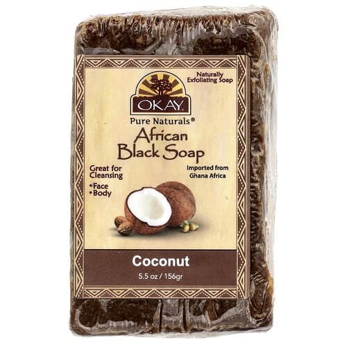 Okay Pure Naturals, African Black Bar Soap, Coconut, 5.5 oz (156 g)