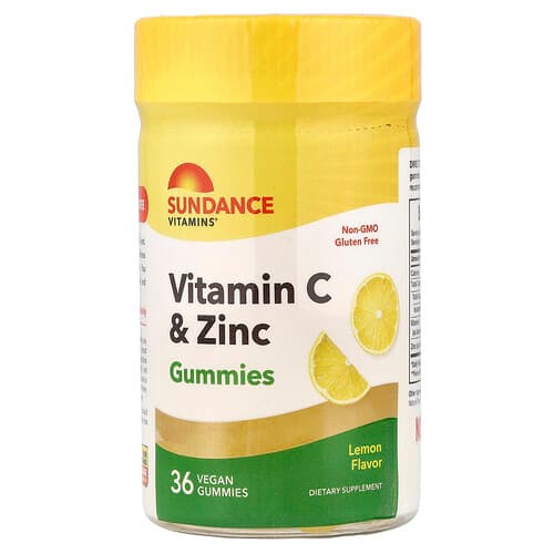 Sundance Vitamins, Vitamin C & Zinc Gummies, Lemon, 36 Vegan Gummies