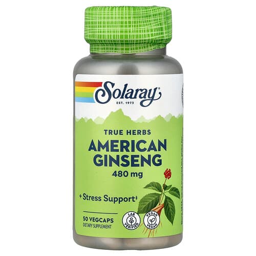 Solaray, True Herbs, American Ginseng, 480 mg, 50 VegCaps