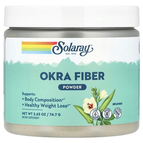 Solaray, Okra Fiber Powder, Unflavored, 2.63 oz (74.7 g)