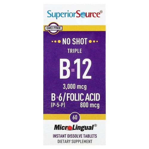 Superior Source, Triple B-12, B-6, Folic Acid, 60 MicroLingual® Instant Dissolve Tablets