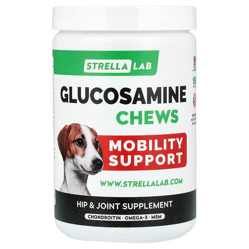 StrellaLab, Glucosamine Chews, For Dogs, Bacon, 180 Soft Chews, 15 oz (432 g)